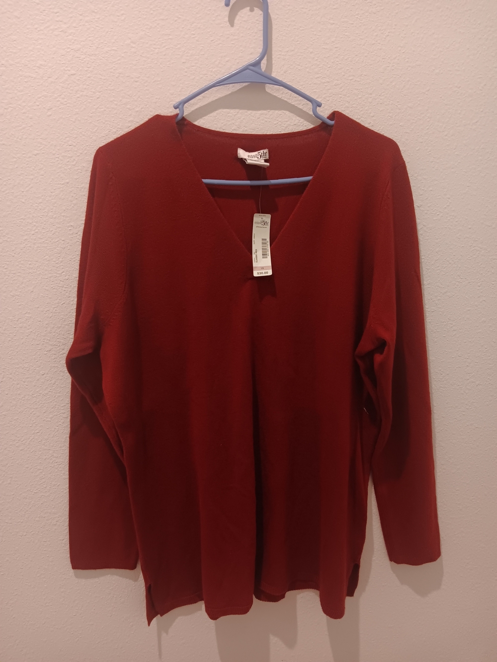 & Other Stories Red V-Neck Knit Sweater